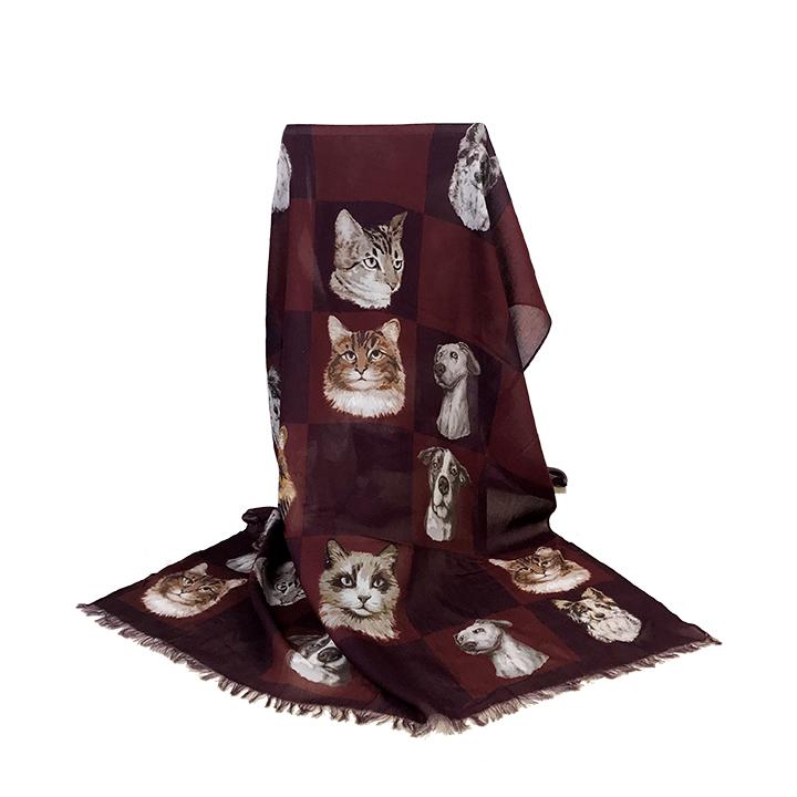 Fashion Cute Printing Pattern 30x160cm 100% Modal Fabric Animal Dog Printed Modal Hijab Cat Scarf
