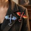 Colorful Rhinestone Crystal Wing Dragon Pin Zinc Zinc Zinc Alloy Animal Dragon Brooch  Holiday Party
