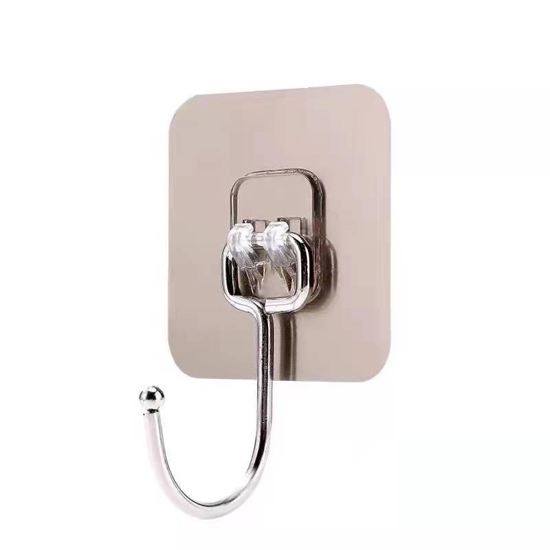 Strong Adhesive Hooks - No-Drill, Stainless Steel, No-Trace, Transparent Hooks for Kitchen/Bathroom Doors