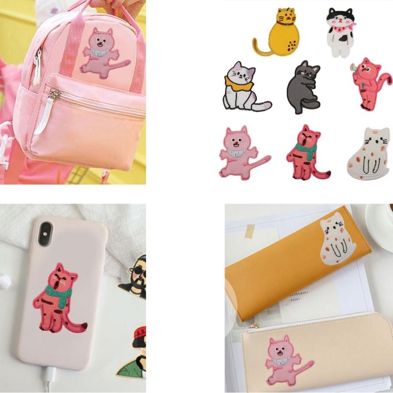 8Pieces Cartoon Cats Sewing On Applique Embroidery Repair Patches For Personalizing Caps And Shoe Backpack All Ages Use
