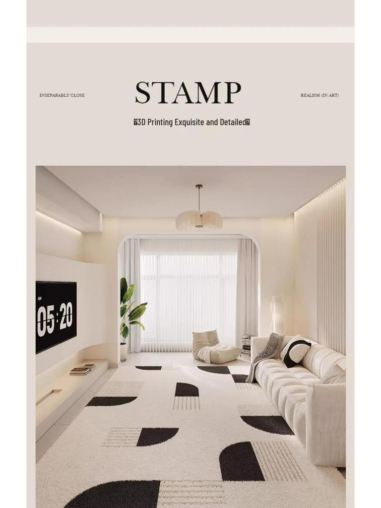 Plush Non-Slip Faux Cashmere Rug, Large Winter Floor Mat with Overlocked Edges