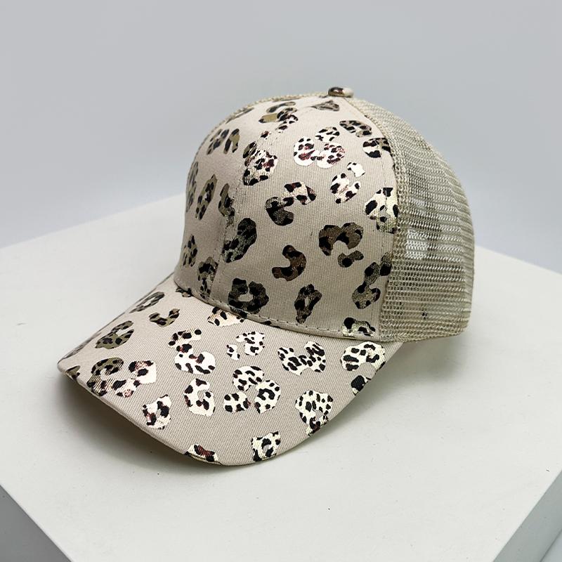 Baseball Tail Cross Criss Print Leopard Bronzing Women New Brand Latest Fresh Caps Peaked Hats Mesh Breathable Sunshade Versatile Trucker Fashion