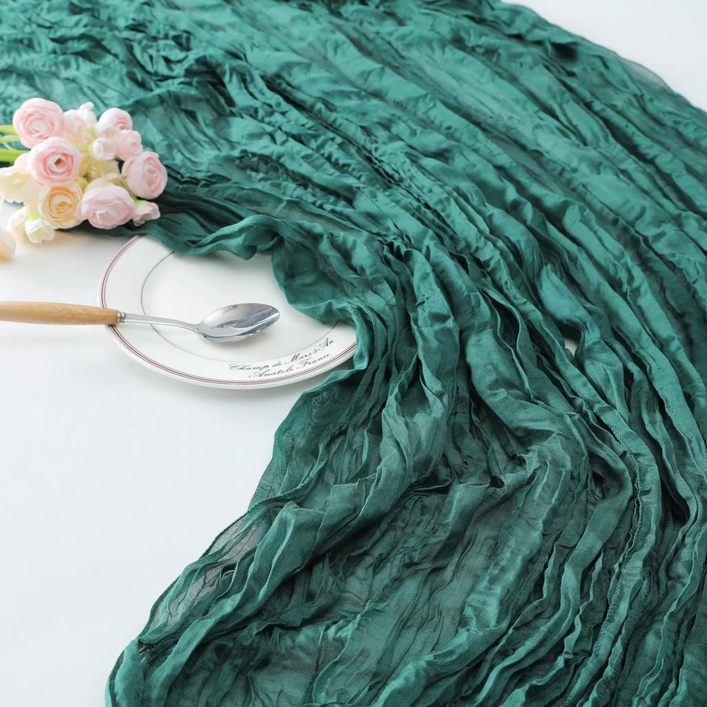 Wedding Pink Gauze Table Runner Semi-Sheer Vintage Cheesecloth Table Setting Dining Party Christmas Banquets Arches Cake Decor