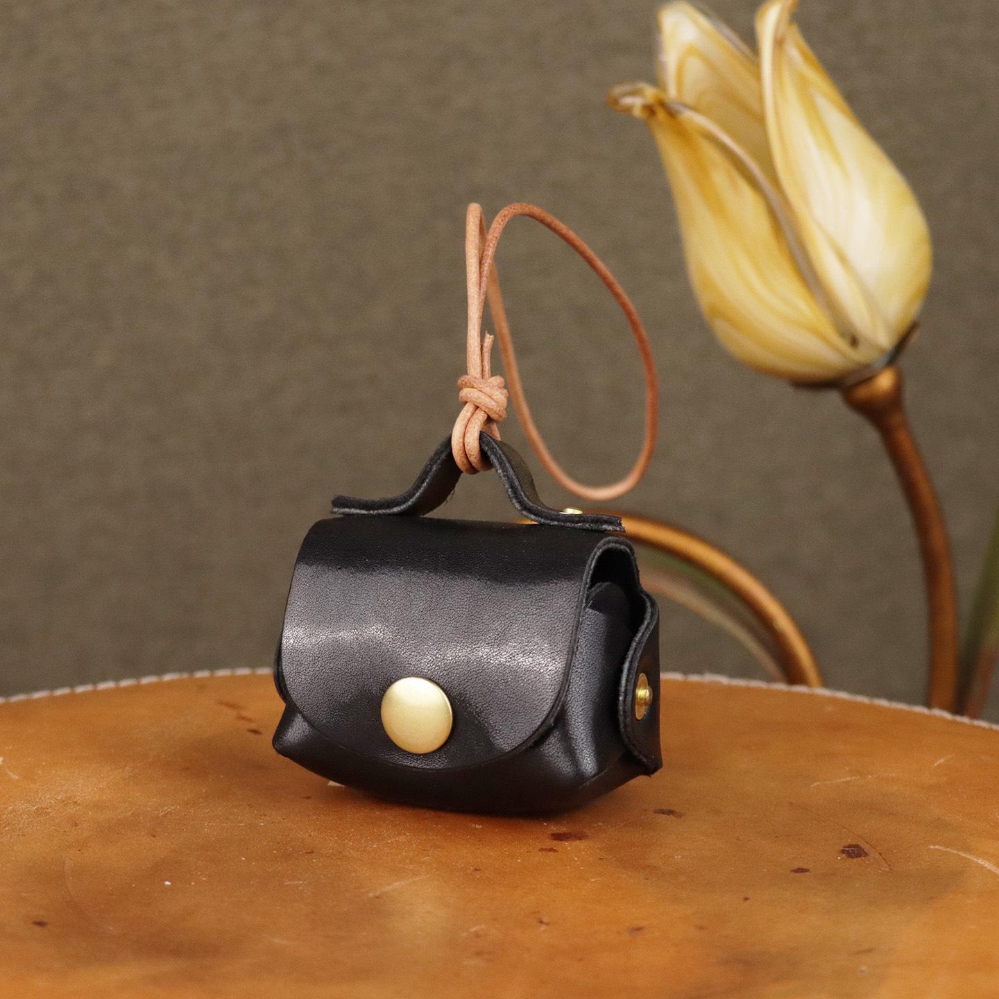 J6 Кристалл Ручной работы Кожа растительного дубления Кошелек для наушников и монет с фурнитурой из чистой меди (EC-01)