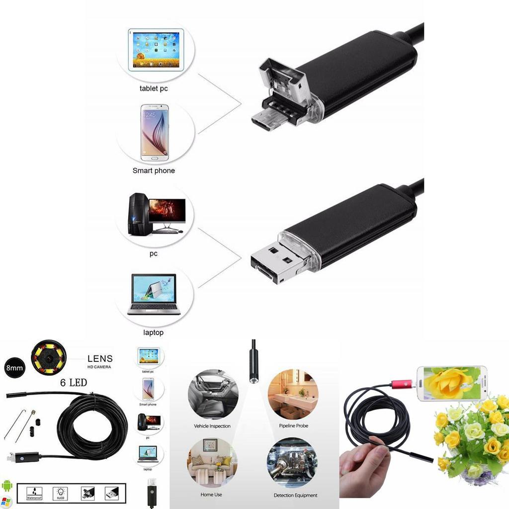Waterproof 7mm 6 Led Usb Endoscope Borescope Video Camera 2m 5m