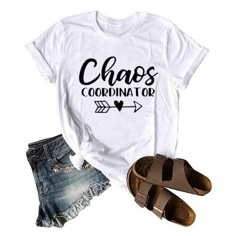 Women's Chaos COORDINATOR Letter Casual Short Sleeved T-shirt