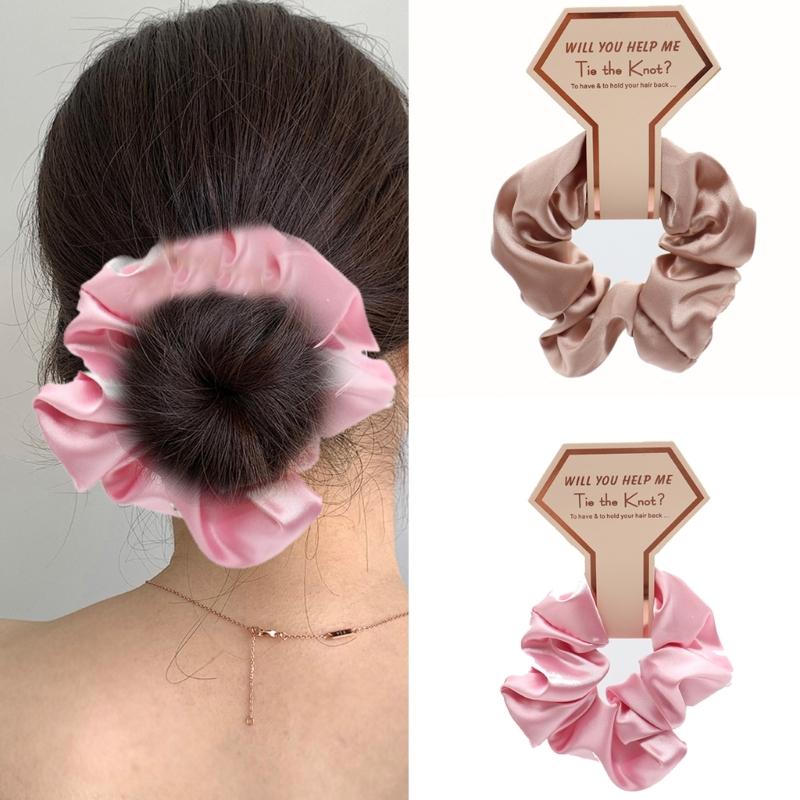 Bridesmaid HairPiece Hair Scrunchies Ponytail Holder Wedding Party Accessories Bridesmaid Scrunchies Proms Gifts 5PCS