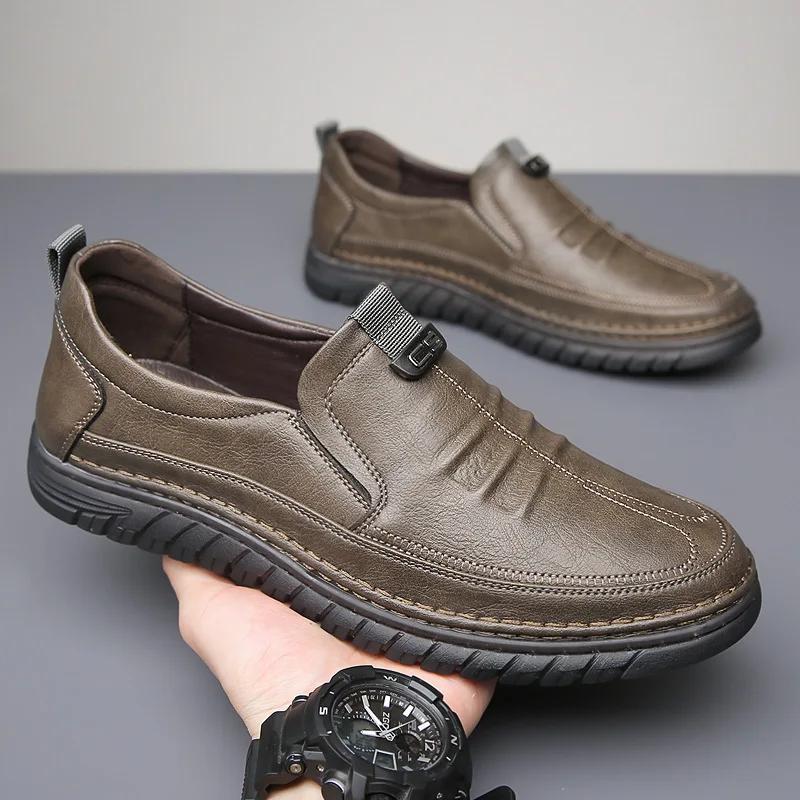 Scarpe da Uomo Eleganti da Lavoro in Pelle Autentica di Alta Qualità Traspiranti Scarpe Basse Comode in Pelle 2024