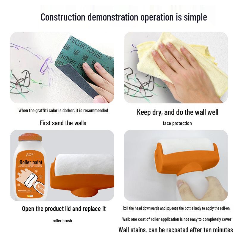 Orange Wall Large Roller White Water-Based Latex Paint - Low-Odor Interior Repair Paint