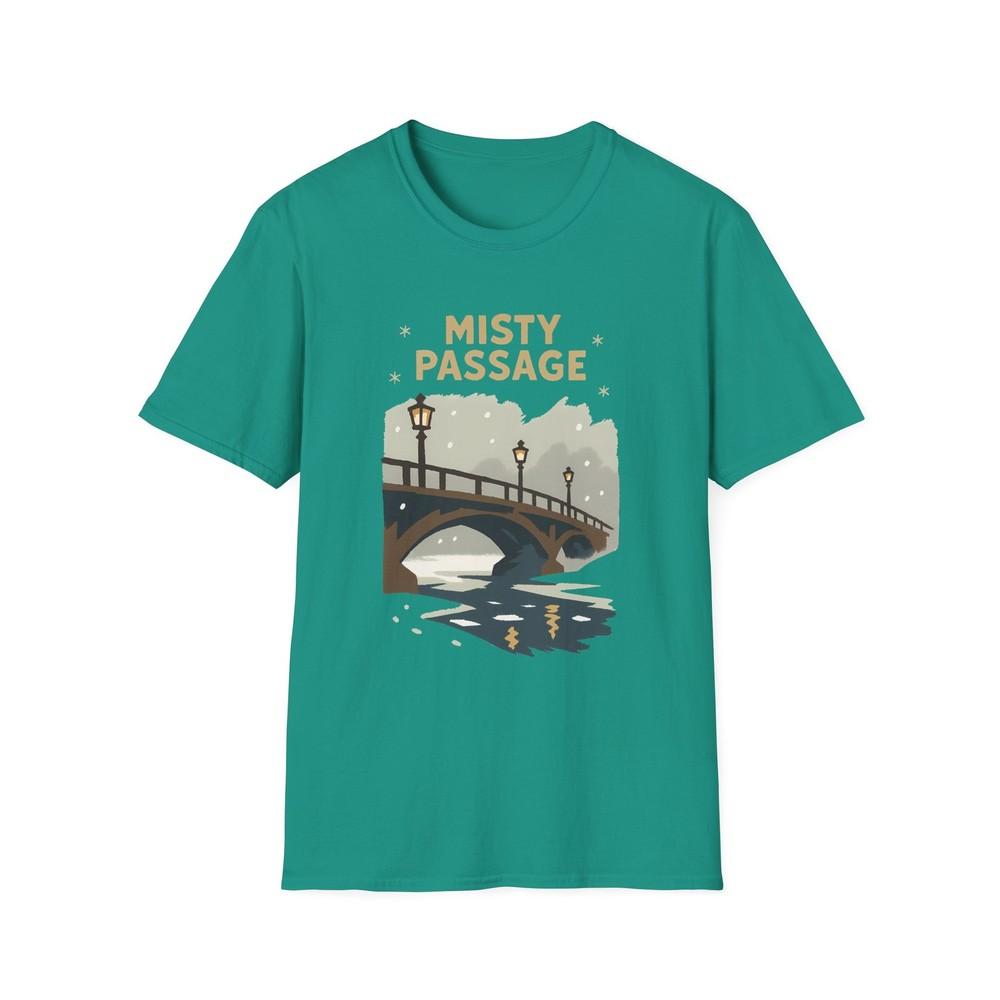 

Unisex Softstyle T-Shirt Bridge River Lanterns Snow Winter Emotional Holiday M