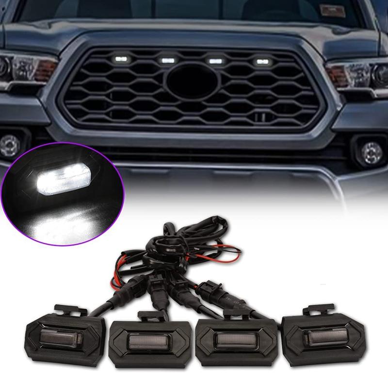 4PCS Car LED Front Grill Light For Toyota Tacoma Raptor TRD Off Road Sport 2020 2021 External Grill Lamp LED Grille Lights