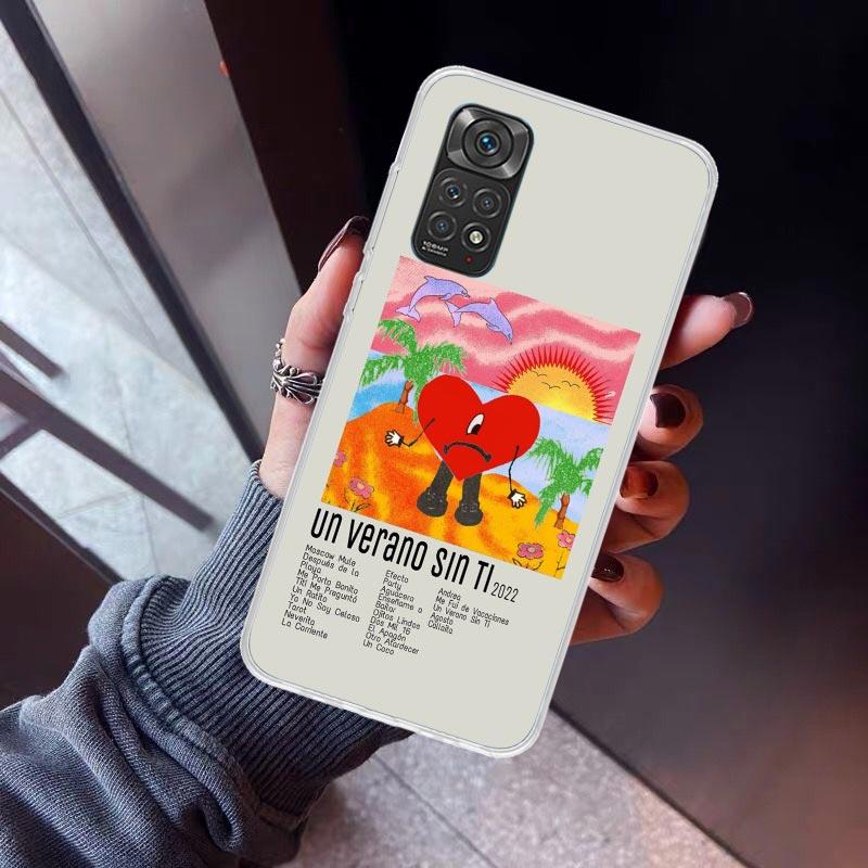 Bad Bunny Herz Handyhülle Für Xiaomi Redmi Note 15 14 14S 13 12S 12 Pro Plus 11S 11 10S 10 4G Hülle 11E 11T 5G Druck Fundas Rot