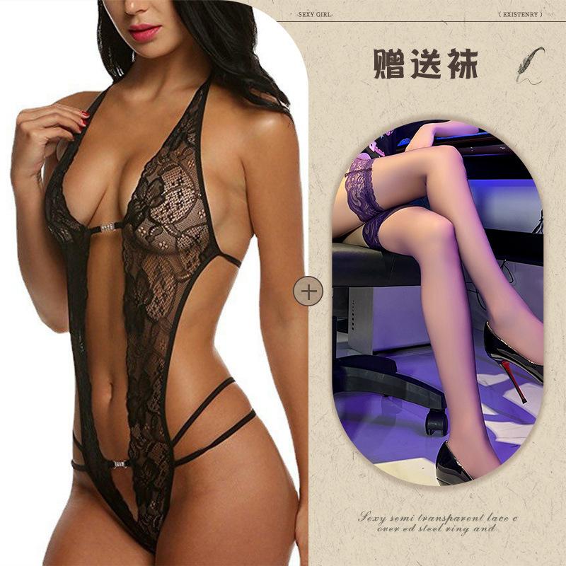 European and American sexy lingerie perspective backless body sculpting lace