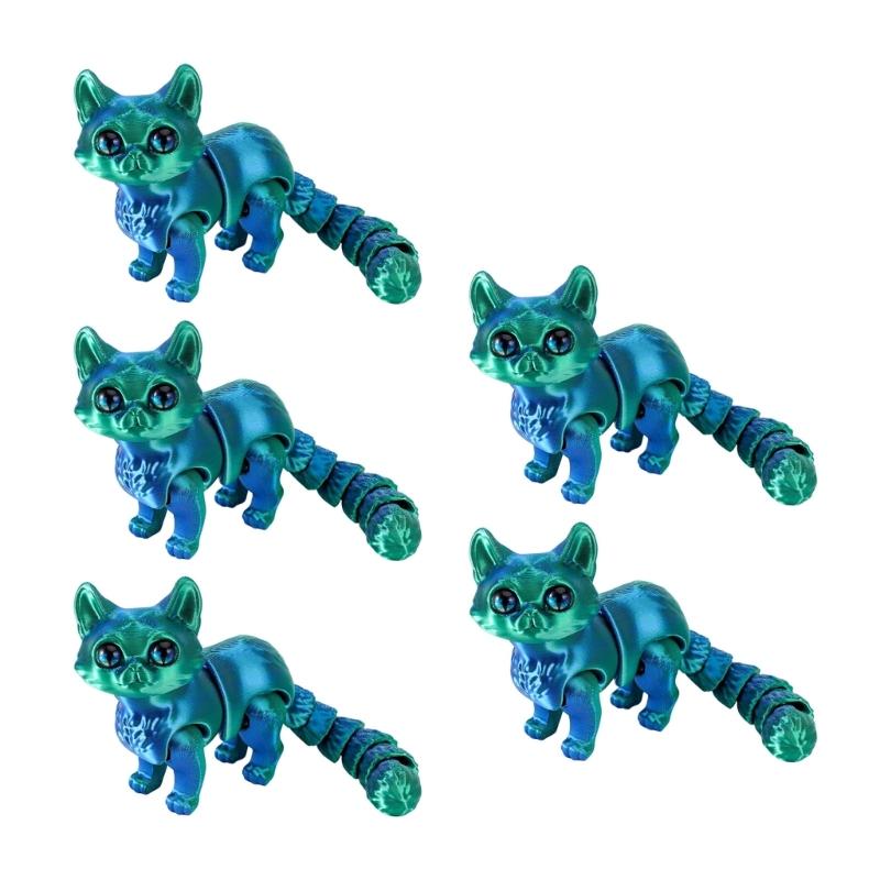3D Printed Cats Realistic Hairless Cats Figurines Statues Table Ornament Cute Articulated Fidgety Toy for Pet Lovers