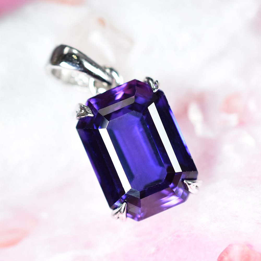 

30 Ct Natural Purple Tanzanite Emerald Pendant 925 Sterling Silver Gemstone MY.PDS-355-NS 17.5 mm approx. фіолетовий