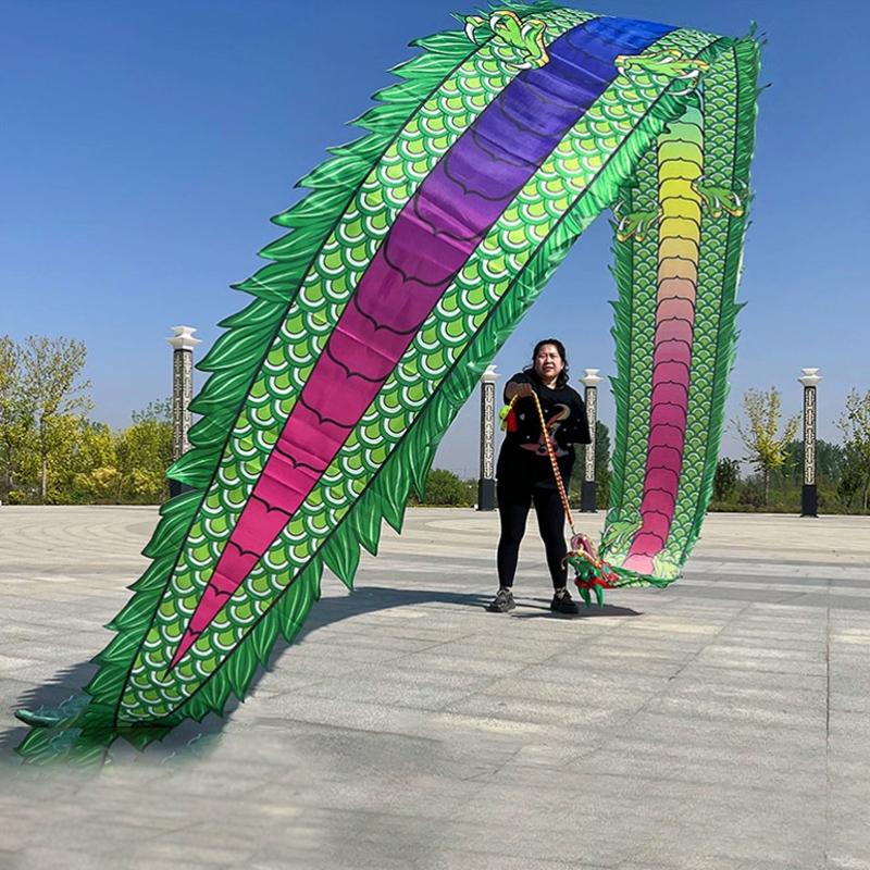 6/8/10m 3D Quadrado Fitness Dança do Dragão Vermelho Adulto Ano Novo Chinês Dança do Dragão Fita Adereços de Performance de Palco Liderando