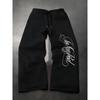 Men's Multifunctional Solid Color Drawstring Loose Casual Sports Pants, Classic Letter Pattern Print, Men's Casual Wide Leg Pants