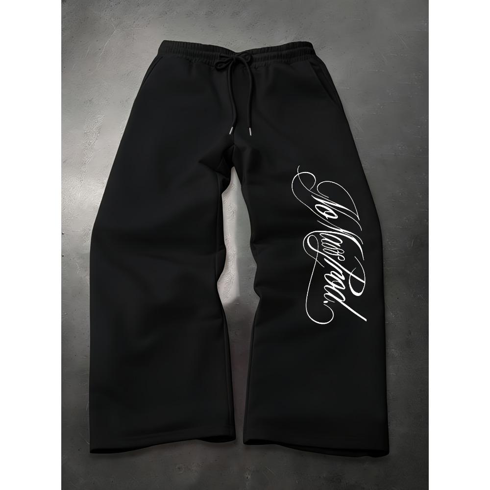 

Men s Multifunctional Solid Color Drawstring Loose Casual Sports Pants, Classic Letter Pattern Print, Men s Casual Wide Leg Pants XXL