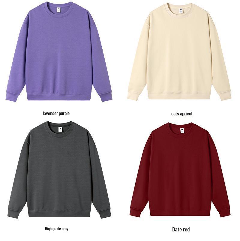 Women's White Korean-Style Crew Neck Pullover Sweatshirt - Pure Cotton, Trendy for Spring/Autumn 2024