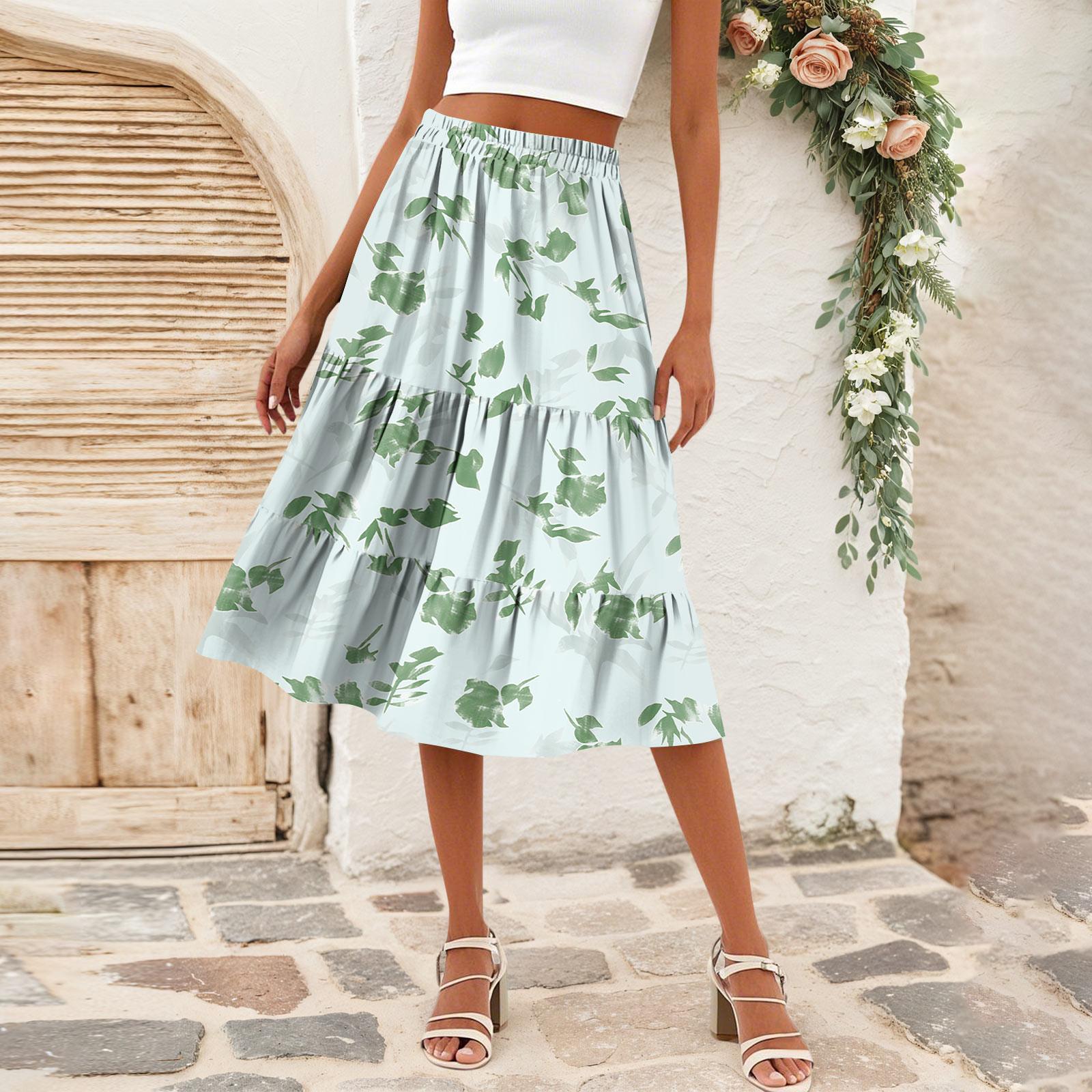 

Жіноча повсякденна спідниця А-силуету з високою талією та принтом у смужку в горошок з кишенями XL