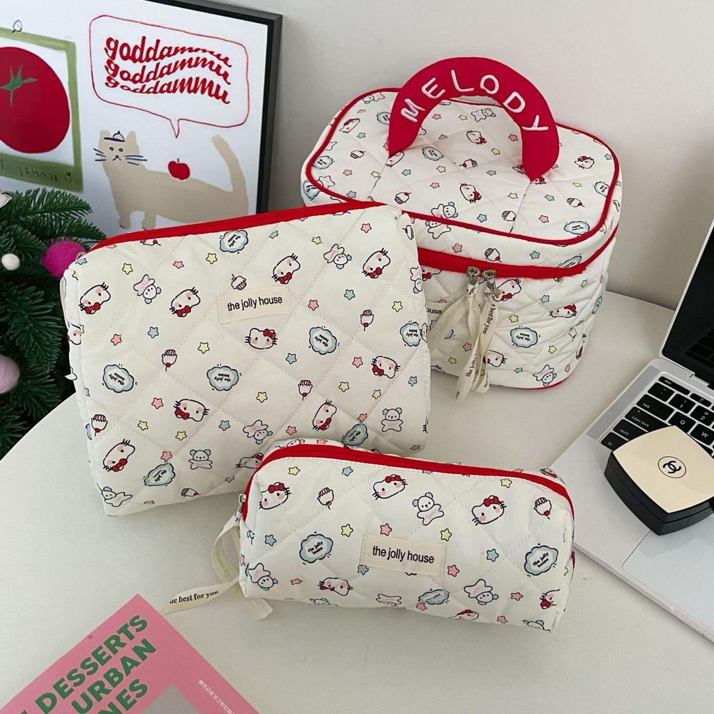 Large Korean-Style Bow Makeup Bag: Spacious, Portable Travel Toiletry and Cosmetic Storage for Girls