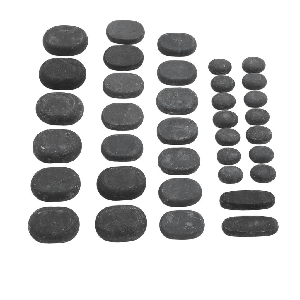 36PCS Basalt Hot Stones Set 4 Sizes Round Shape Body Relaxation Basalt Hot Massage Rocks for SPA