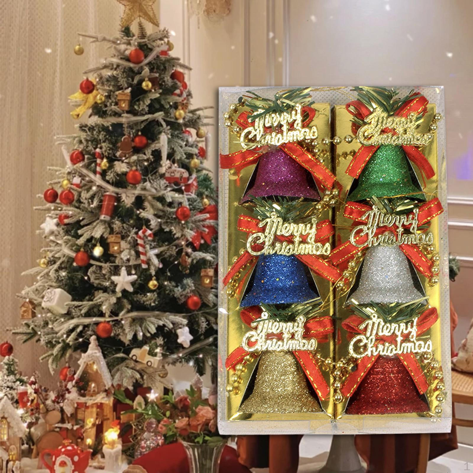 

6 шт., рождественские колокольчики, подвесные украшения, разноцветные, милые, универсальные, декоративные для