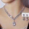 Bridal Jewelry Women's Suit Cross-Border Fashion Crystal Water Drop Necklace Two-Piece Earrings Set Wedding Evening Dress Accessories