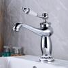 Ceramic Antique Brass Faucet Single Handle Blue White Porcelain Long Neck Faucet Durable Mixer Sink
