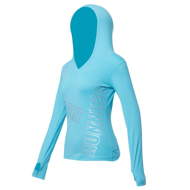 Damen Schnelltrocknender Kapuzen-Sonnenschutz-Pullover - Modische Dünne Langarm-Sportjacke für Laufen & Fitness