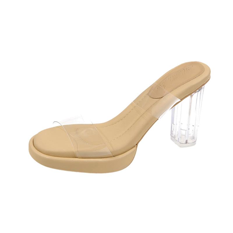 Small people are not tired of high heels women's sandals summer new transparent design crystal cool slippers outside