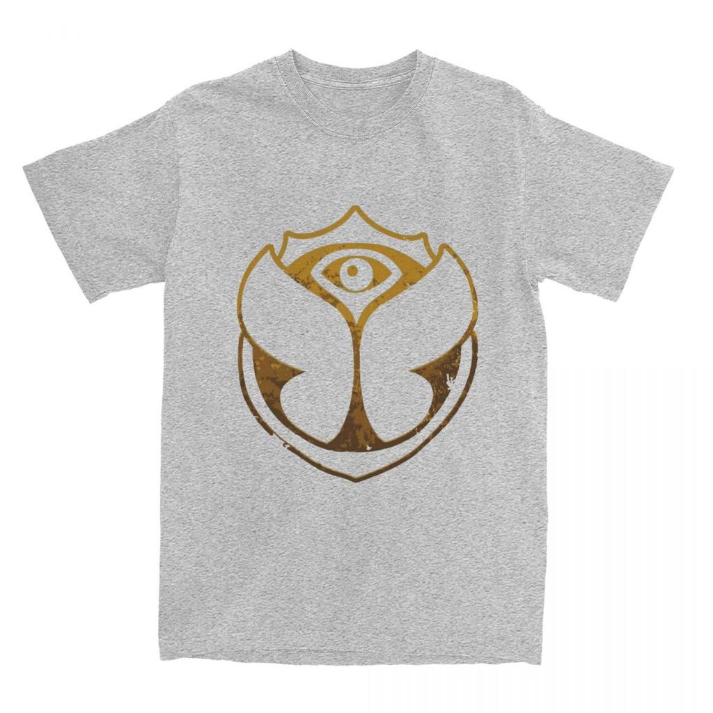 Koszulka TomorrowLand Festiwal Muzyki Elektronicznej 100% Bawełniane Koszulki Koszulka ze Złotym Logo dla Mężczyzn Koszulka na Plaży Y2K z Krótkim Rękawem