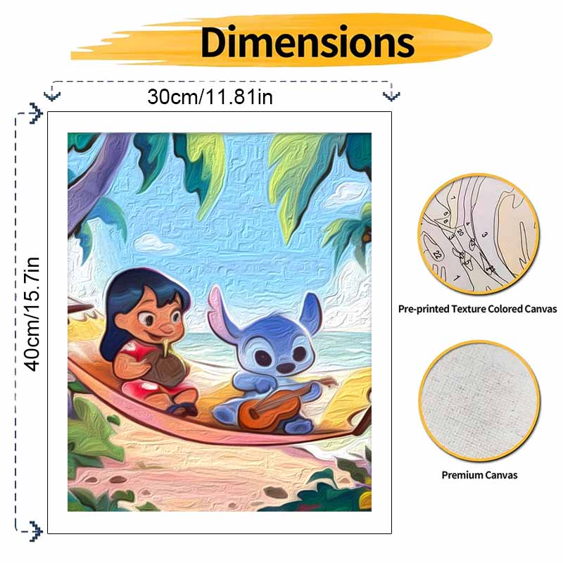Disney Lilo and Stitch beach oil painting kit digital painting art handmade diy home room decorations