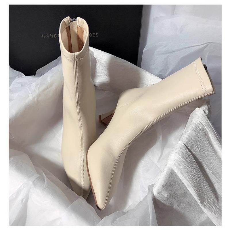 Pointed Toe Ankle Boots For Women Fashion Back Zippers Short Boots Female Thin High Heel Autumn Winter Girl's Boots Shoes