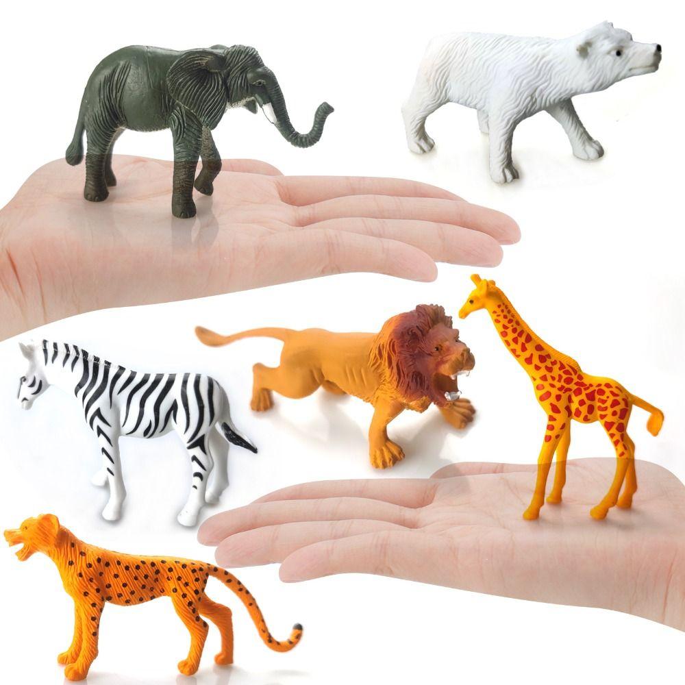 

Rhinoceros Mini Elephant Model Artificial Realistic Tiger Toy Faux Simulation Lion Model Toys Kids S-Zebra