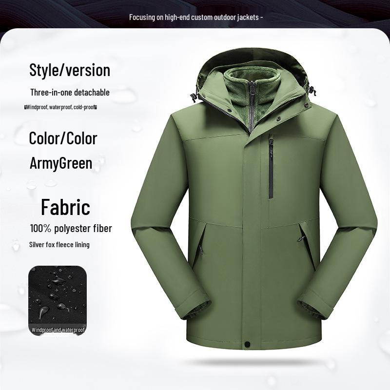 Men s Custom Expedition Jacket - 3-in-1 Thickened Workwear with Logo for Automotive Teams (Autumn/Winter). 4XL