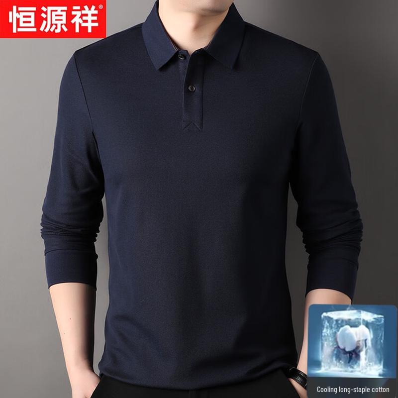 Hengyuanxiang Men s Long Sleeve Solid Polo Shirt 3XL