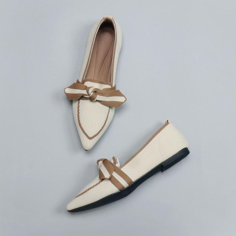 

Туфли-лодочки из вязаного материала, на плоской подошве, больших размеров, женские туфли на мягкой подошве, вязаные остроносые туфли-лодочки 43 белый