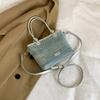 IELGY Denim Bag, Versatile Fashion Textured Messenger Bucket Bag
