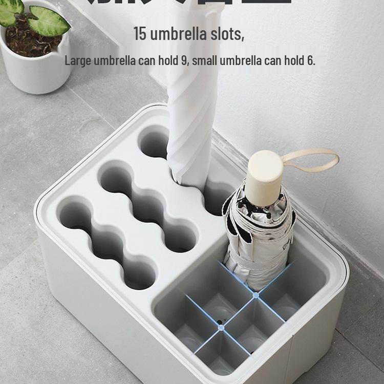 Floor-Standing Water-Draining Umbrella Stand for Office and Lobby White