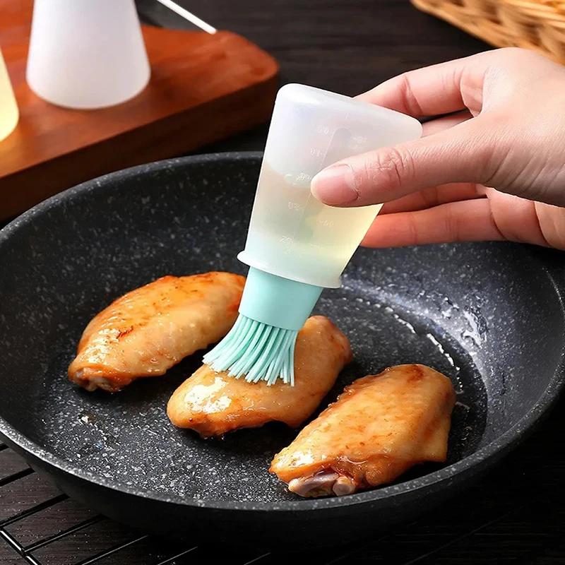 Portable Oil Bottle Barbecue Brush Silicone Kitchen Cooking Tool Baking Pancake Barbecue Camping Accessories Gadgets