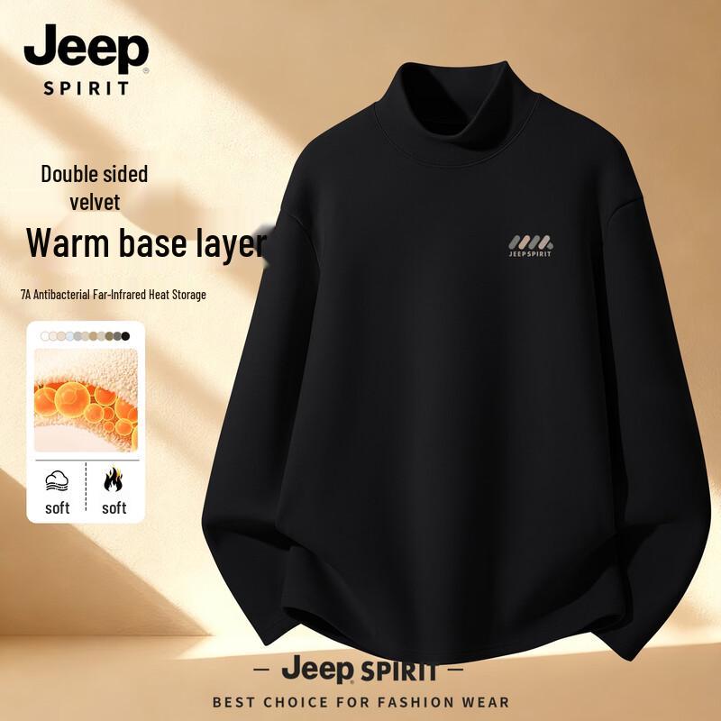 Мужской термо-топ с воротником-стойкой и длинным рукавом JEEP SPIRIT M чёрный