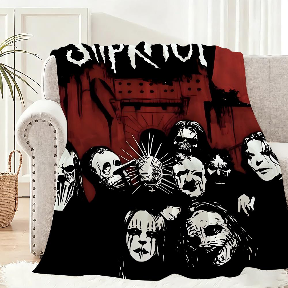 Rock Slipknot Band Throw Lightweight 240g Flannel Blanket Soft Skin-friendly for Summer Cooling 75x90cm