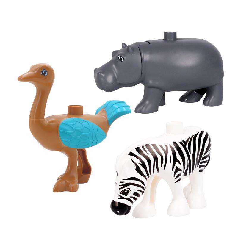 Big Building Blocks Animals Parts Zoo Sets Dinosaur Assemble Accessory Compatible Duplon Bricks Jurassic Toys for Children Gift