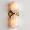 Double Brass Alabaster Wall Sconce | Mid Century Modern Luxury Wall Light | Bedroom Hallway Decor