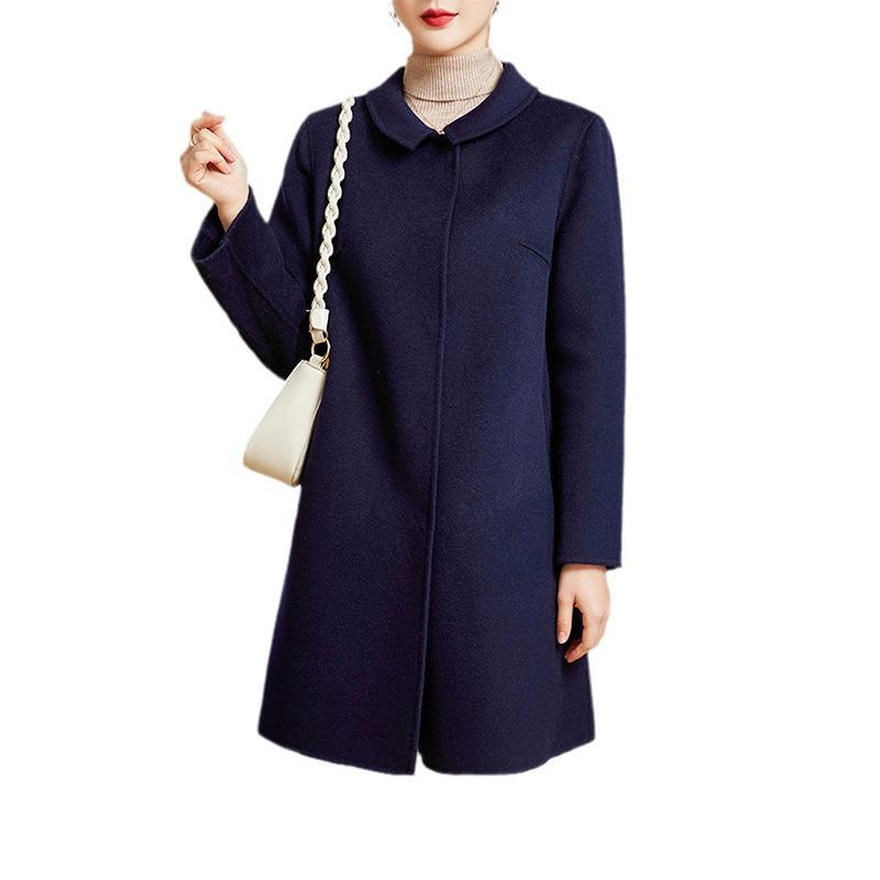 

2025 New Women s Red Spring Double-Faced Wool Coat - Long, Loose, Plus Size Large