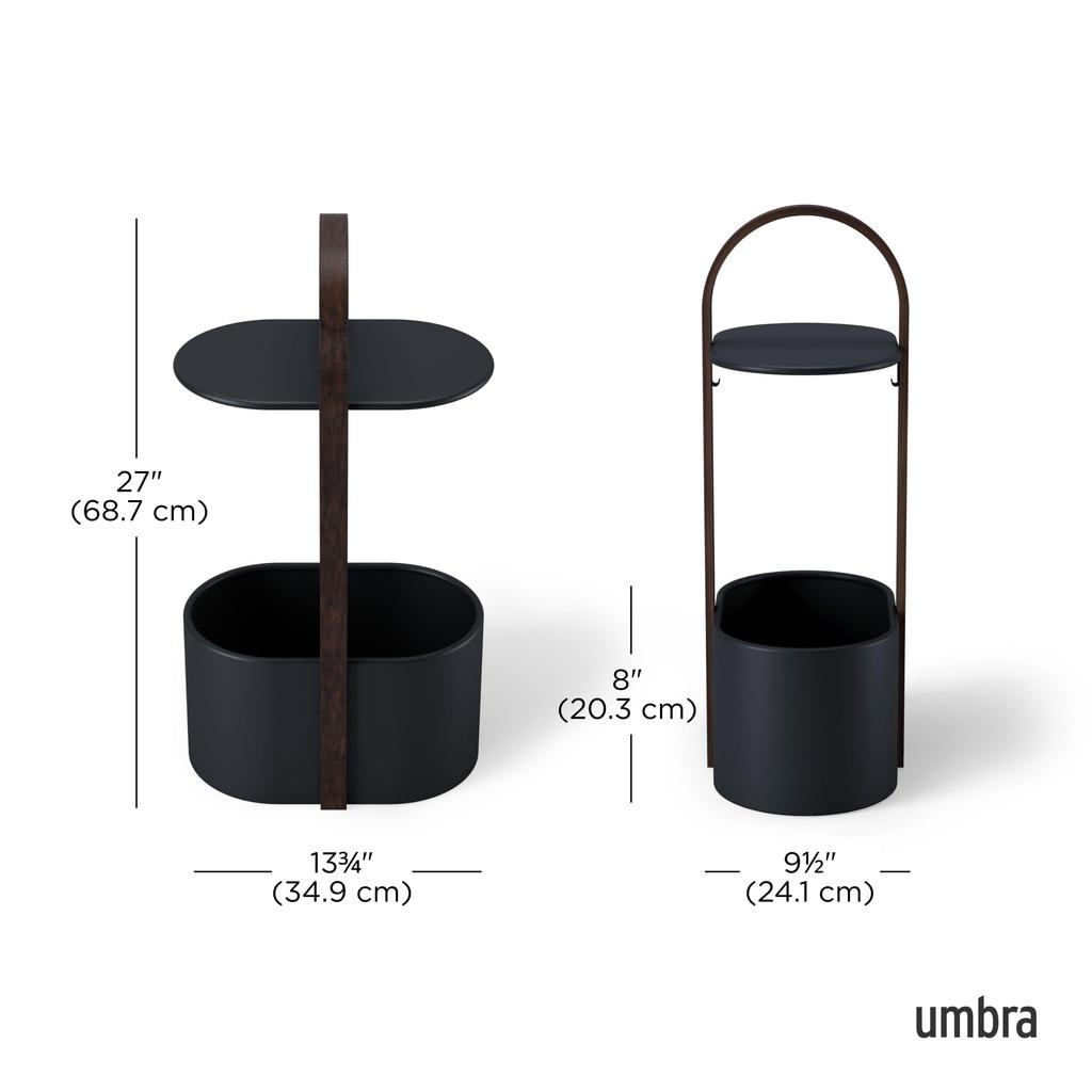 Umbra Storage Table, Side Table, Black/Walnut, W24 x D35 x H68cm, HUB 21013760048