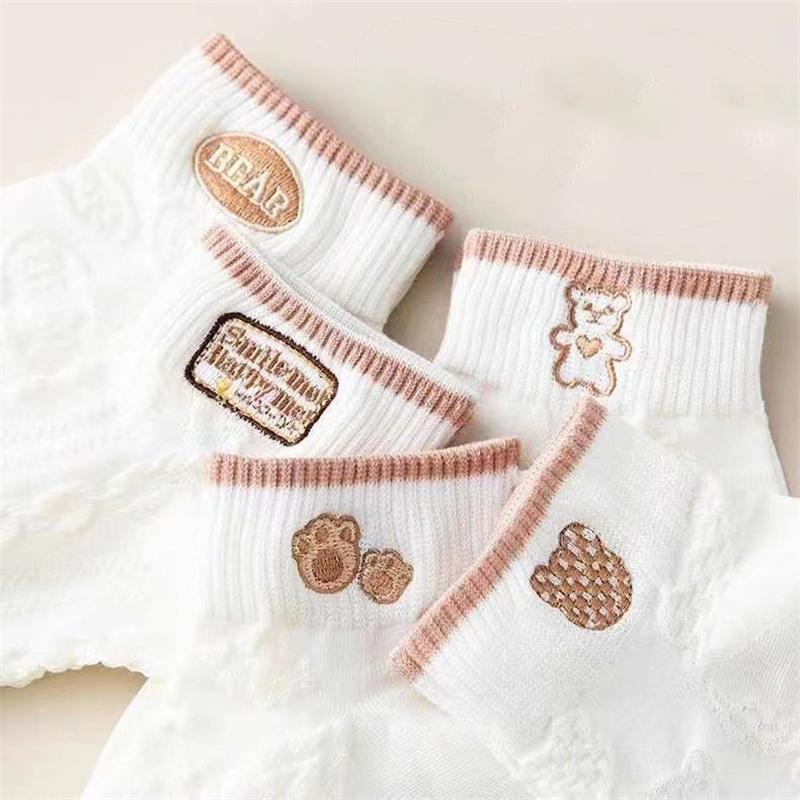 5 Pairs/set Cartoon Casual Breathable Spring Summer Autumn Women Girl Invisible Ankle Low Tube Boat Socks Boat Socks