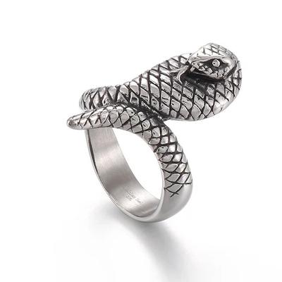 7 mm Vintage-Mode-Cobra-Ring für Herren, Edelstahl, Herrenring, Punk-Schmuck