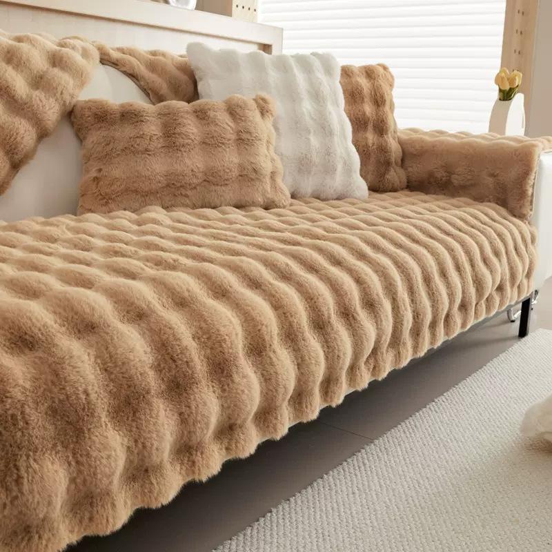 Pogrubiona pluszowa poduszka na sofę zimowa antypoślizgowa lekko luksusowa poduszka ciepła na stopy gruba polarowa podszewka pokrowiec na sofę tkanina ręcznik